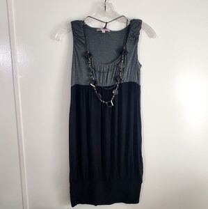 Womens Sleeveless Dress Grey Black Medium